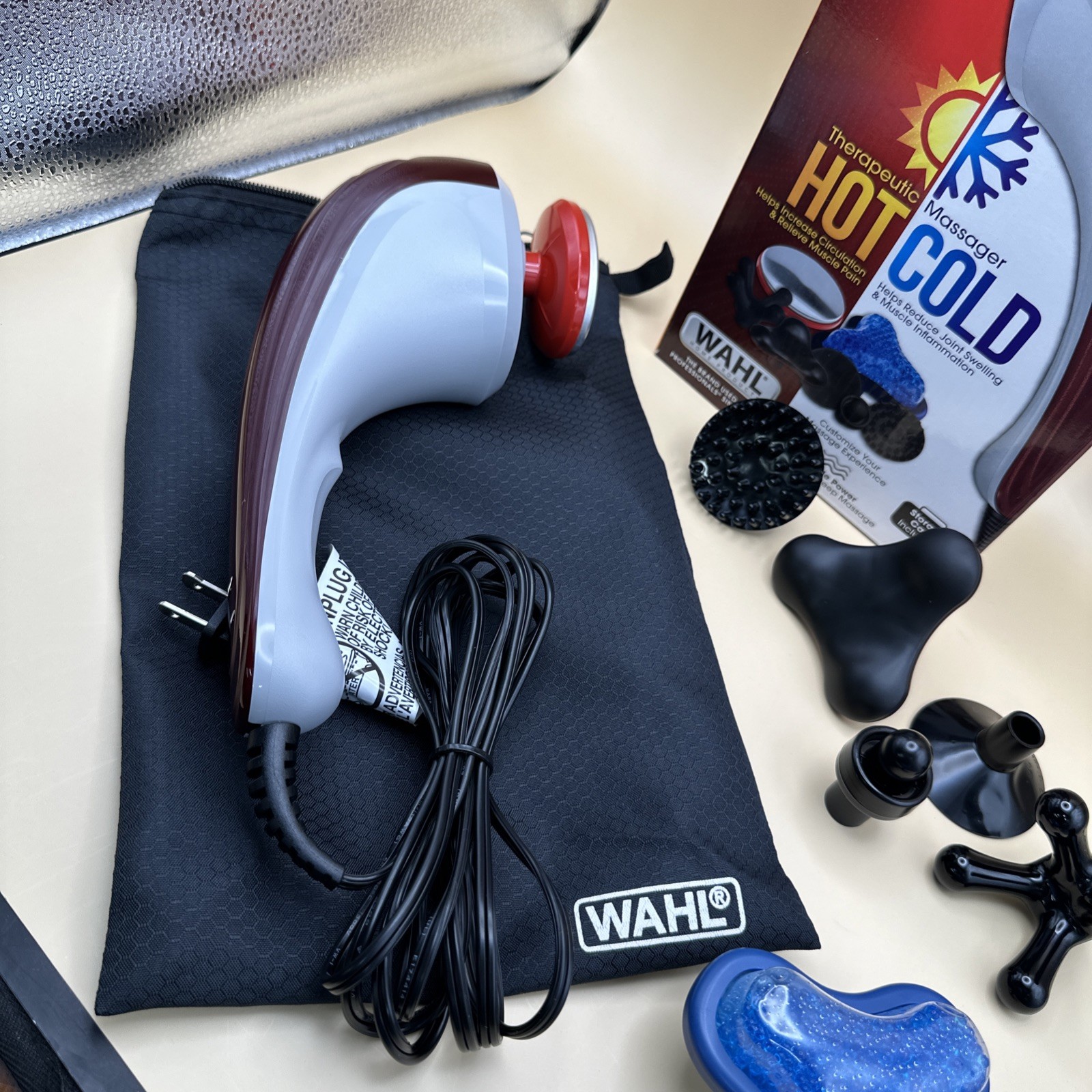 WAHL Hot & Cold Therapeutic Body Massager Model 4295-400 w/t Bag & 7 Attachments