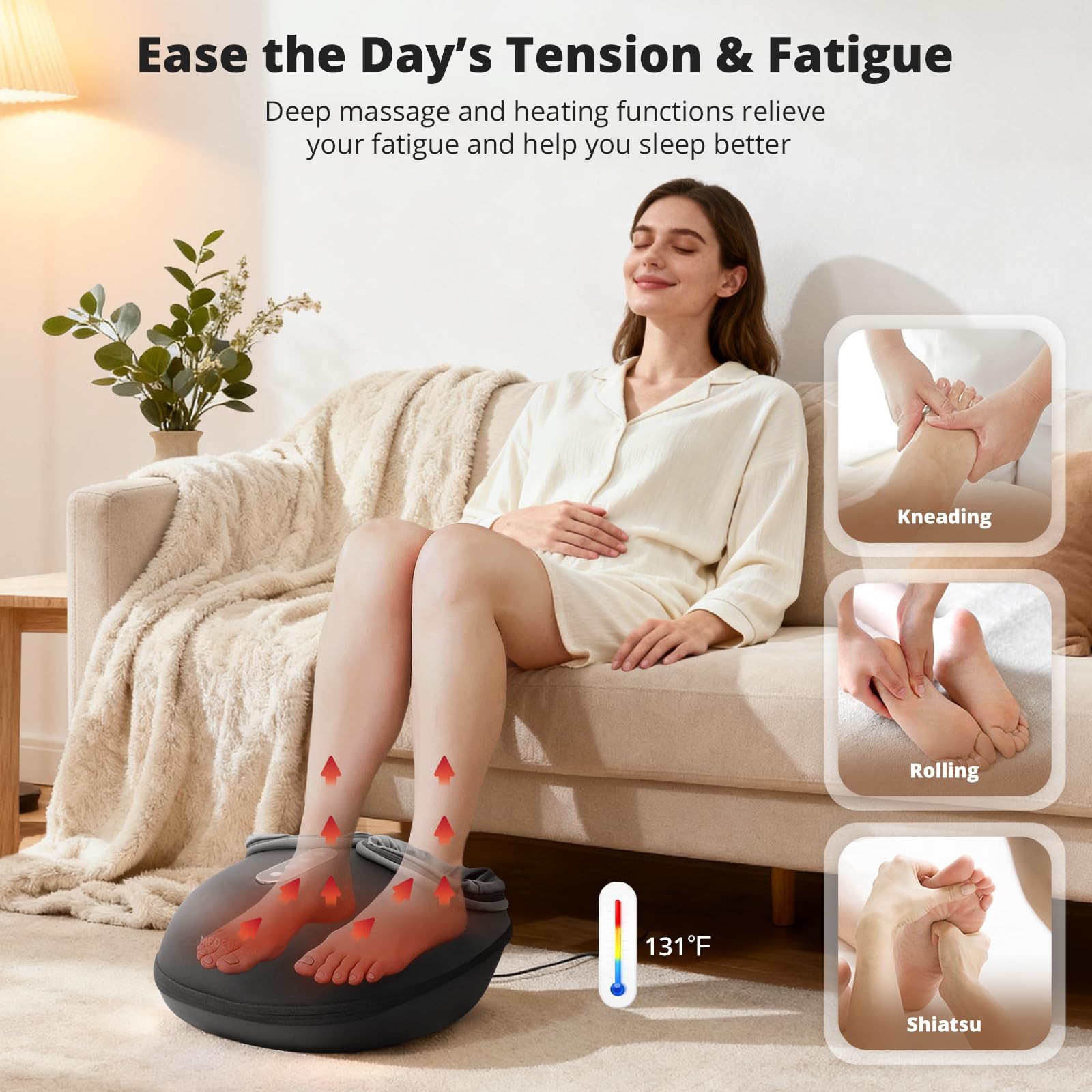 Medcursor Foot Massager Machine Heat Feet Massage Delivers Relief For Tired