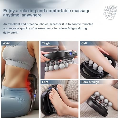Deep Tissue Massage Gun with 16 Heads, 30 Speeds, 3 Modes, Red Light Therapy, Qu