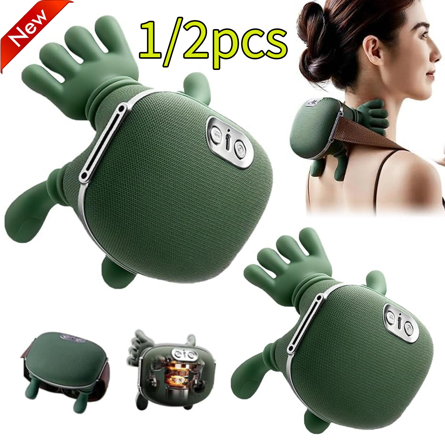 1/2x Electric Neck & Shoulder Massager with Heat Shiatsu 4D Kneading Pain Relief