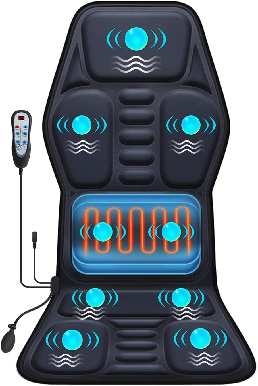 Massage Seat Cushion Pad with Heat 9 Massage Style Lumbar Support Function, Fati