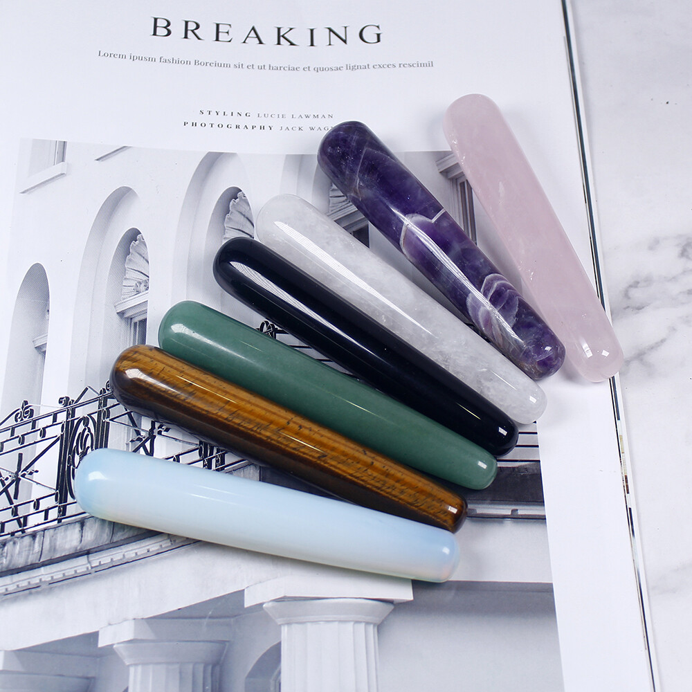 Healing Crystal Stone Acupunture Point Massage Wand Stick Scraping Gua Sha