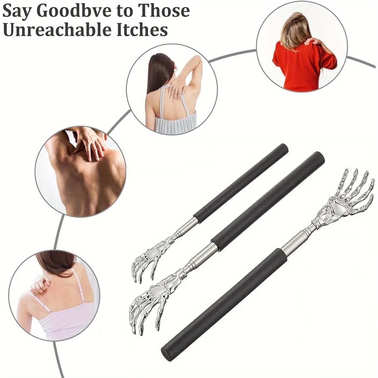 Stainless Steel Back Scratcher Telescopic Scratching Massager Extendable Itch Ol