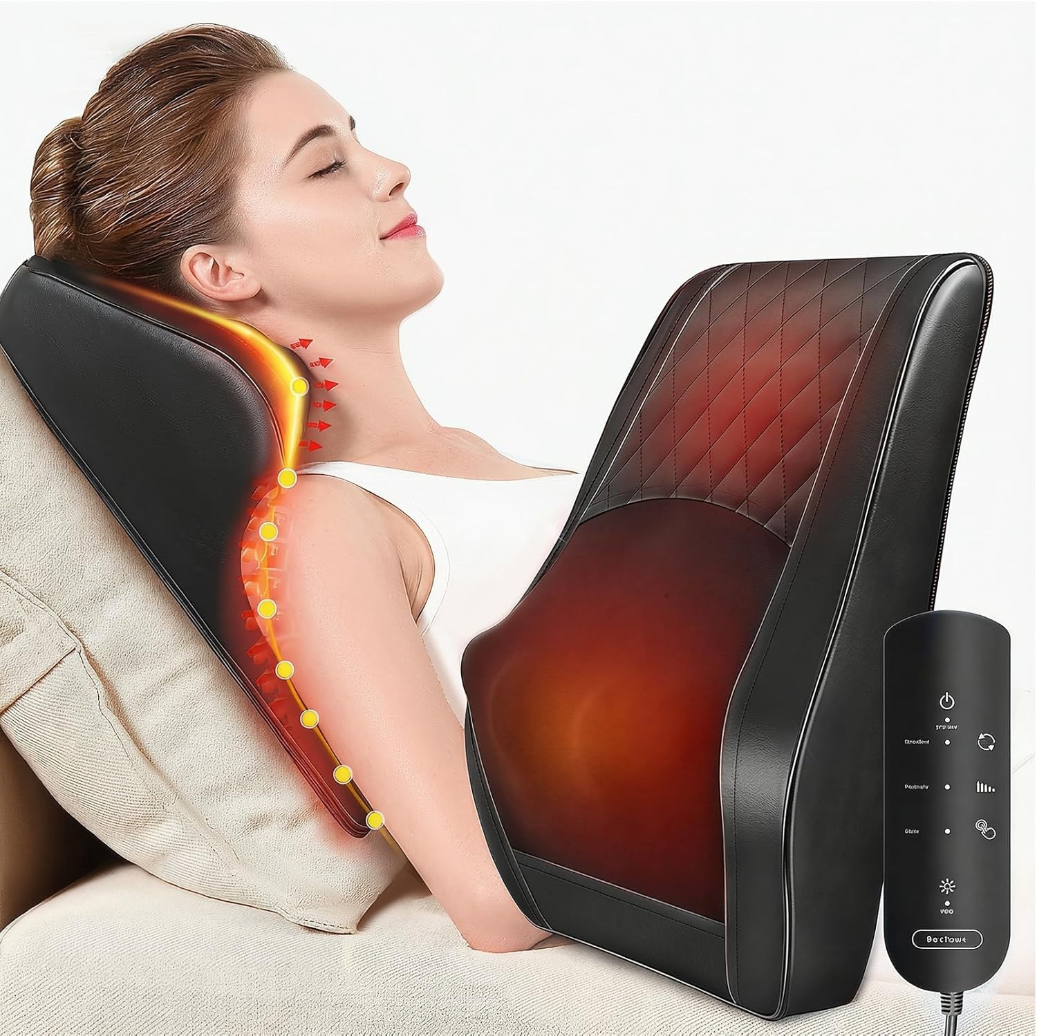 Back Massager with Heat, 3D Kneading Massage Pillow for Back, Neck, Shoulder, Le