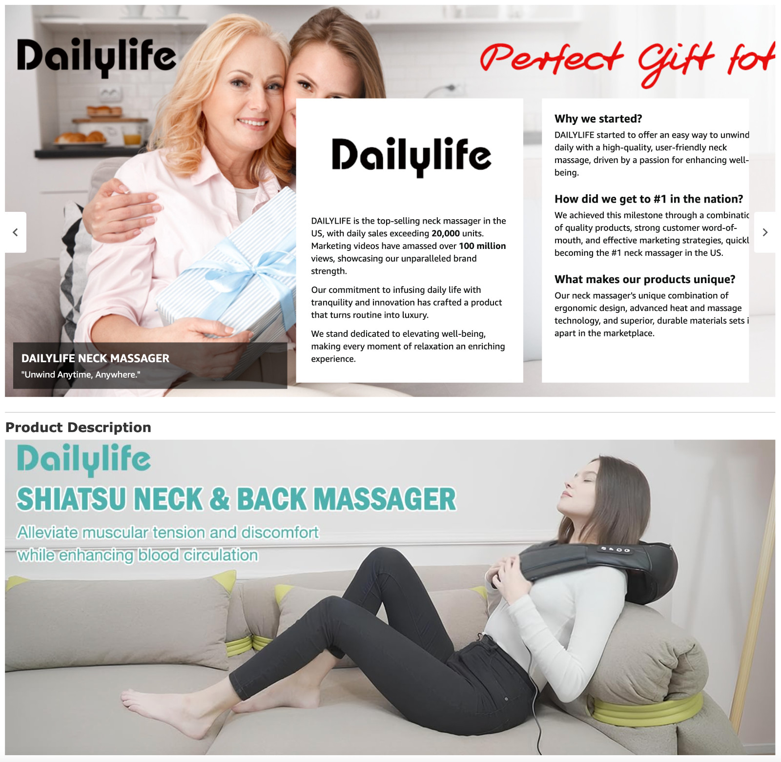 DAILY LIFE SHIATSU BACK & NECK MASSAGER WITH HEAT / DEEP KNEADING / ZC-3002