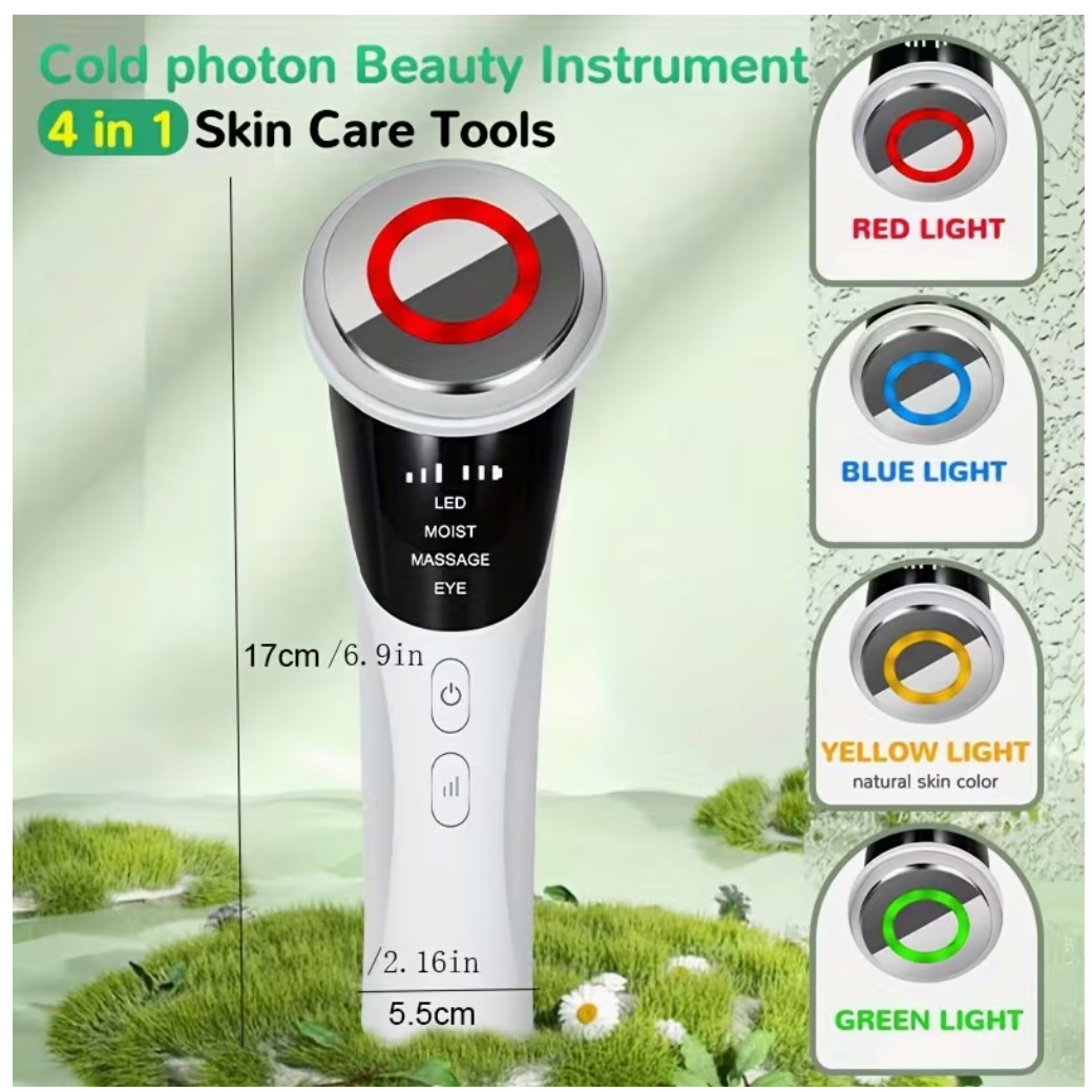 Facial & Neck 4-in-1 Massager with LED Light, Vibration & Heat – Portable Beauty