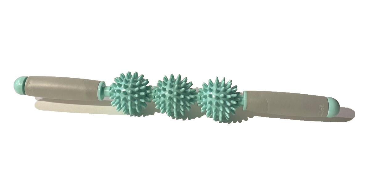 Soothe by Apana Spiky Balls Massage Muscle Roller Teal Blue Grey Pain Relief 16″