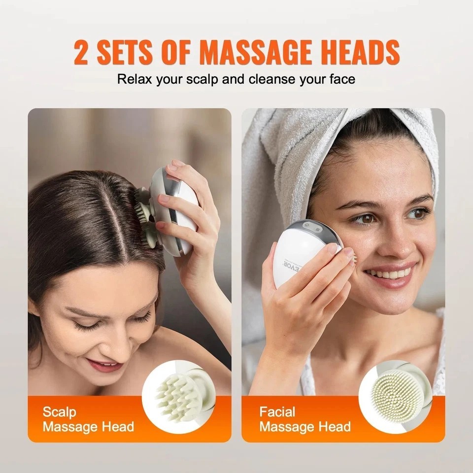 Electric Scalp Massager with Heat, Rechargeable Heated Head Massager, IPX7 Water