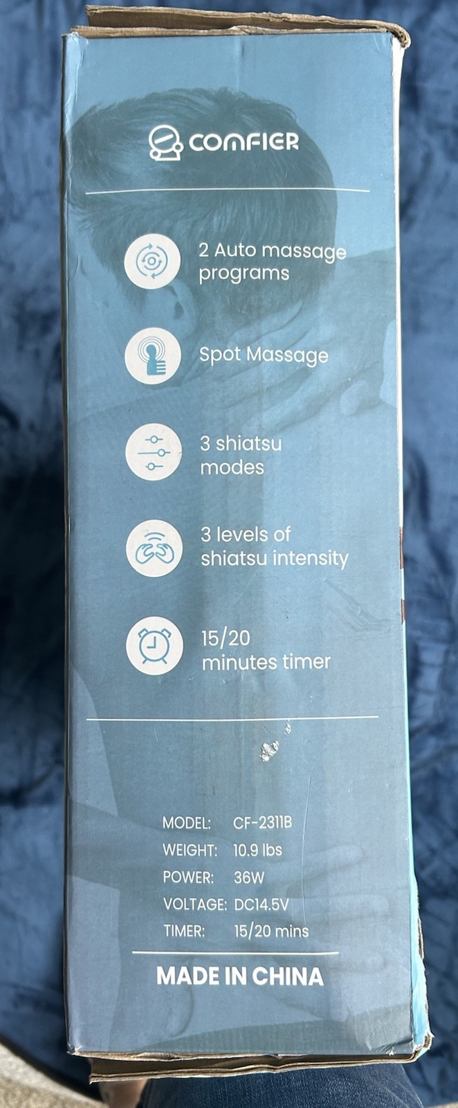 COMFIER Cordless Shiatsu Massage Cushion CF-2311B