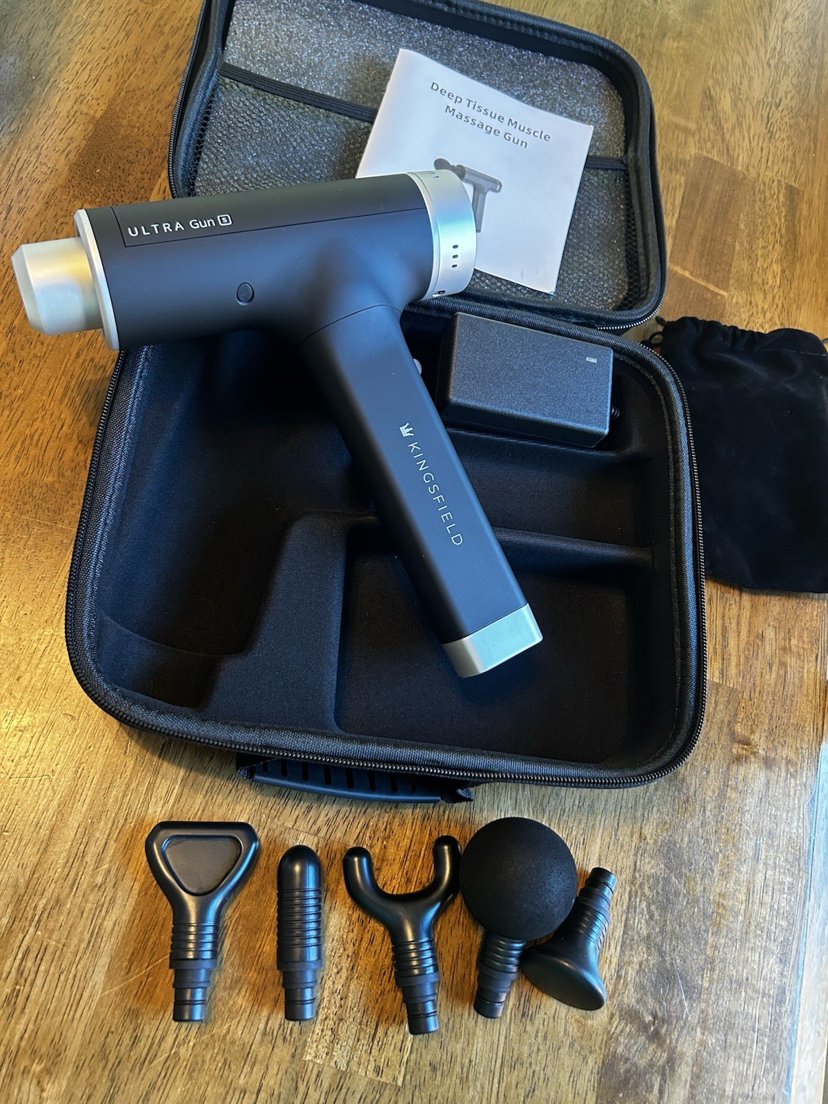 Kingsfield ULTRA Gun Handheld Percussion Massage Gun w/ 5 Heads & Case