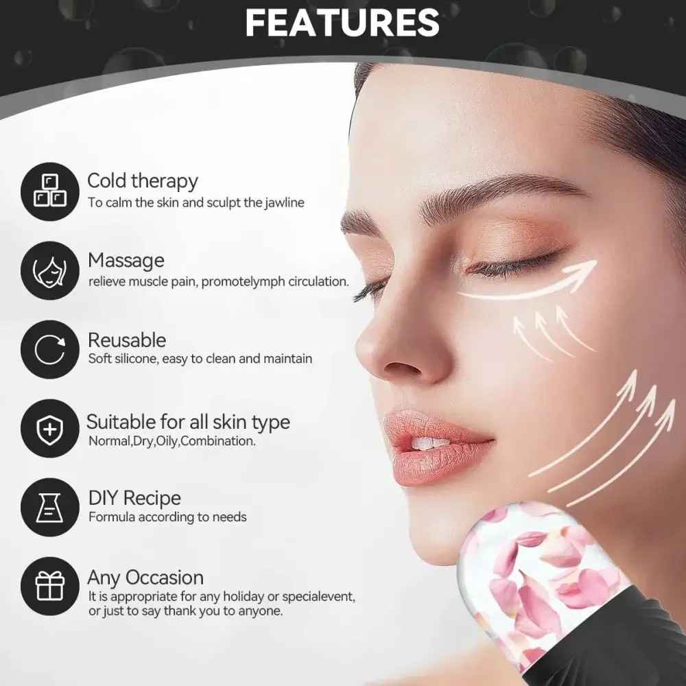 Ice Face Roller – Silicone Facial Massager for Puffiness, Glow & Skincare