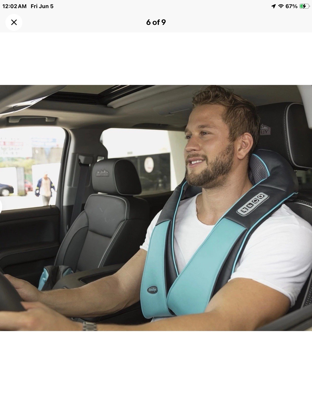 Shiatsu Massager Full-Body Application Blue with Optional Heat & Tote By InvoSpa