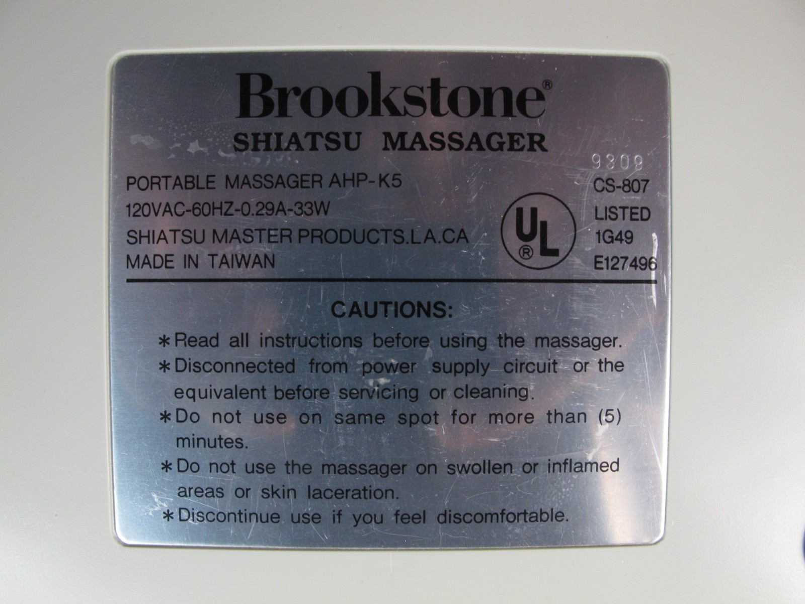 Brookstone Shiatsu Massager For foot and hands Model AHP-K5 Tested! Works!