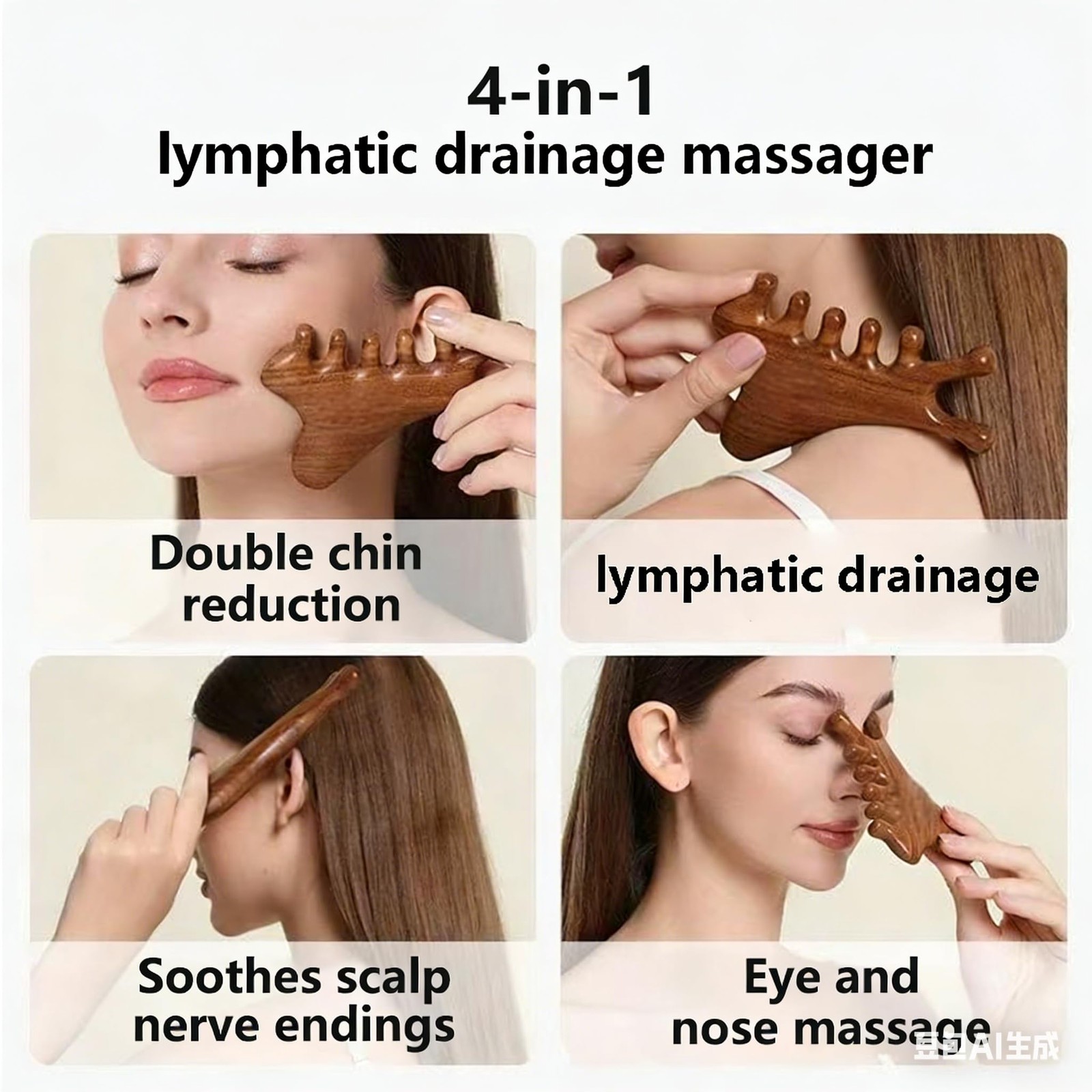 EULOGIST 4Pcs Wood Therapy Massage Tools Lymphatic Drainage Light Color