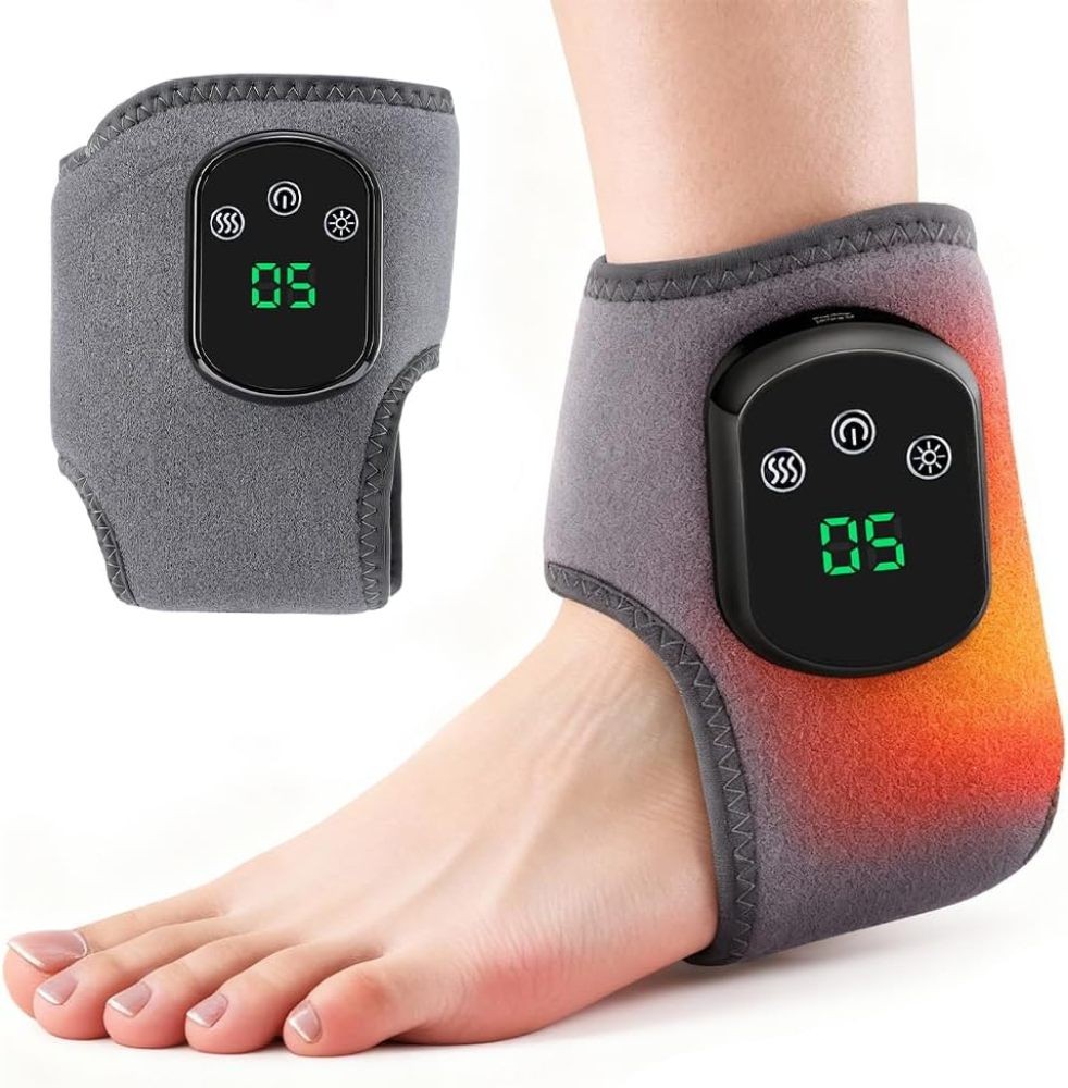 Electric Foot Ankle Massager Wrist Brace Pain Relief Heating Vibration Therapy