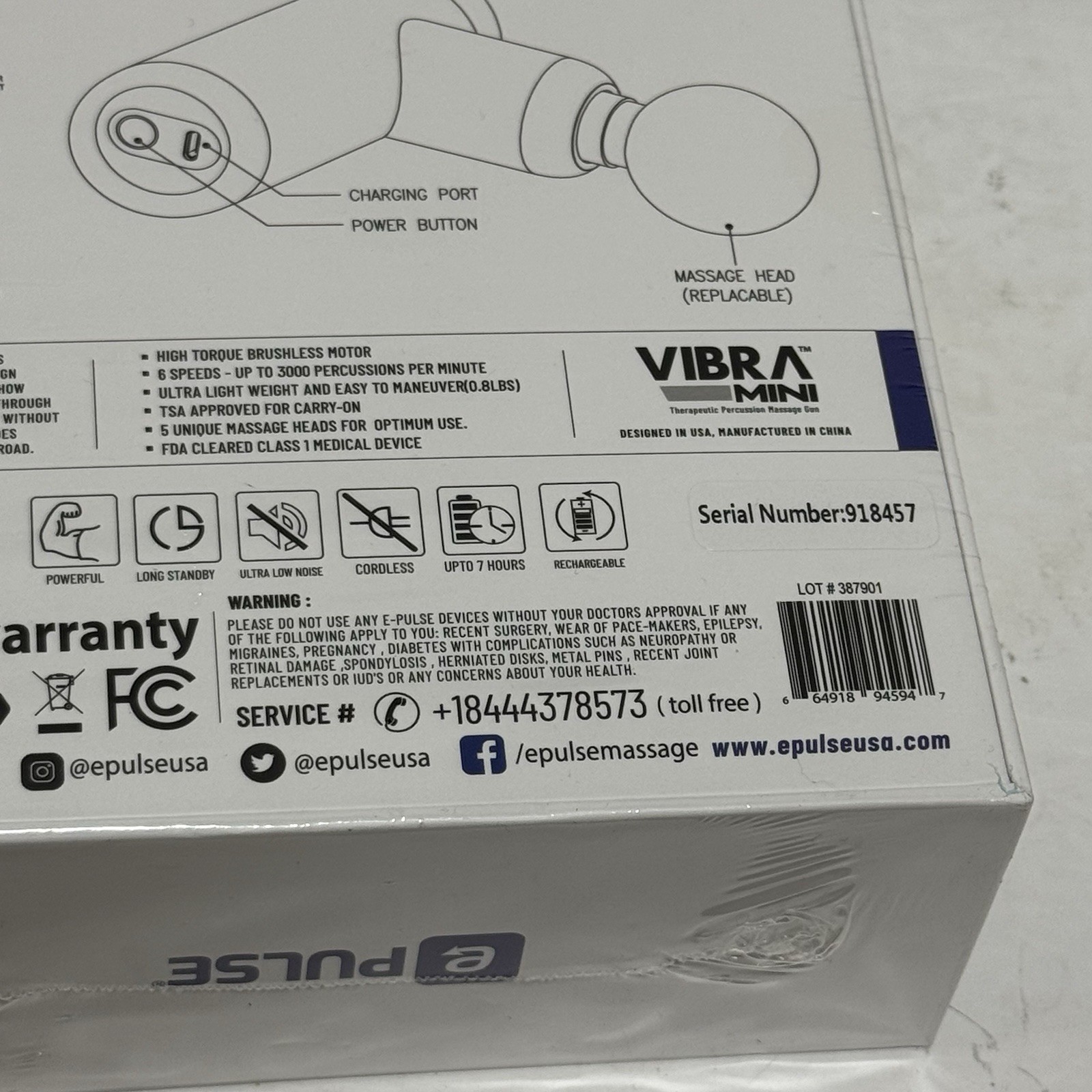 BRAND NEW – ePulse Vibra Mini Therapeutic Percussion Massage Gun