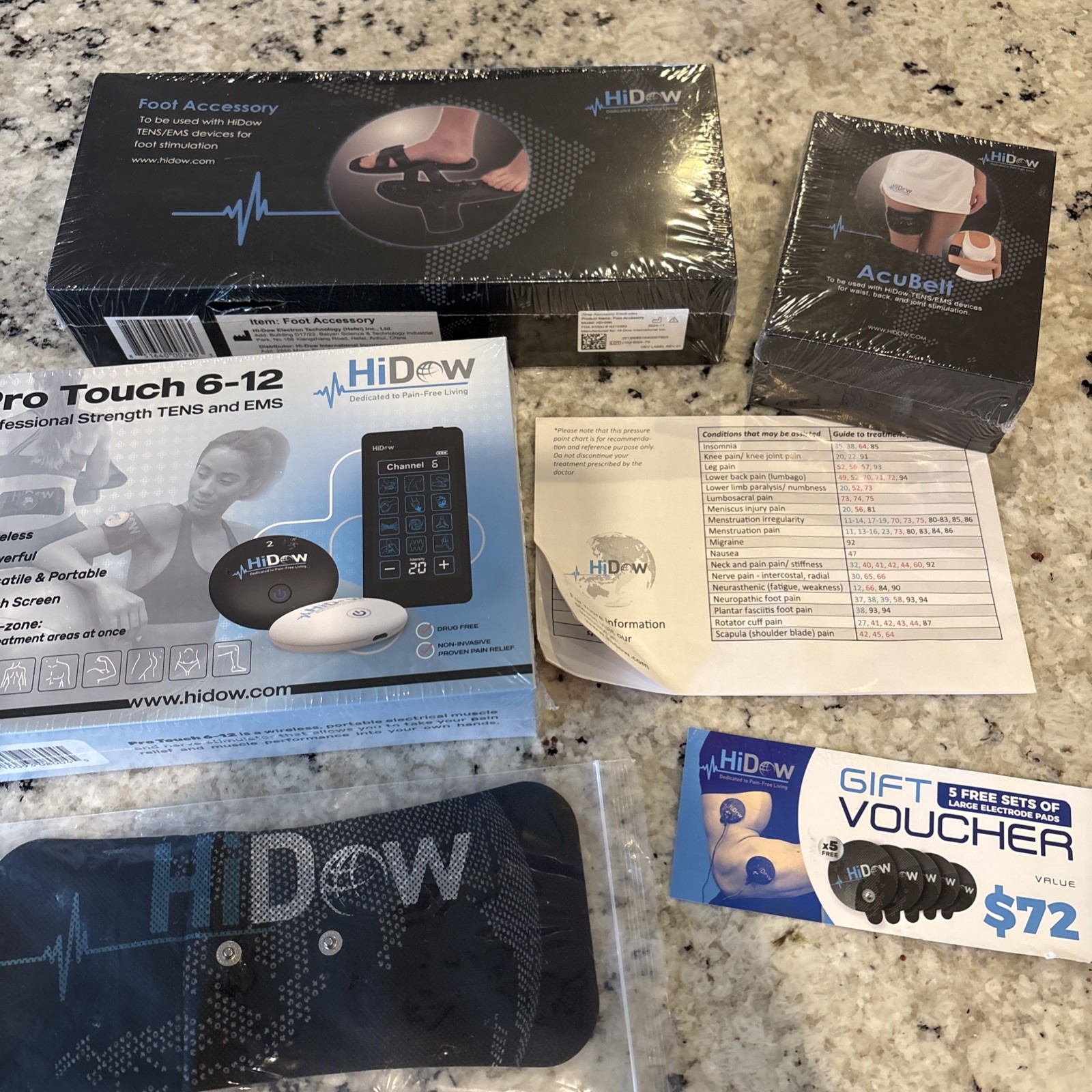 Hidow ProTouch 6-12 Wireless Touchscreen Tens Unit Brand New W/ Accessories