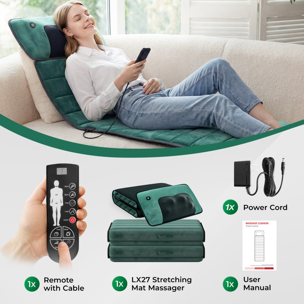 Full Body Massage Mat with Heat, Detachable Massager Pad 10 Vibrating Motors