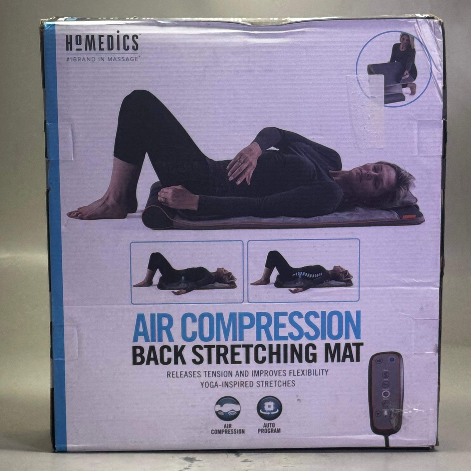 HOMEDICS Air Compression Back Stretching Mat 41″L x 20″W Grey BM-AC105