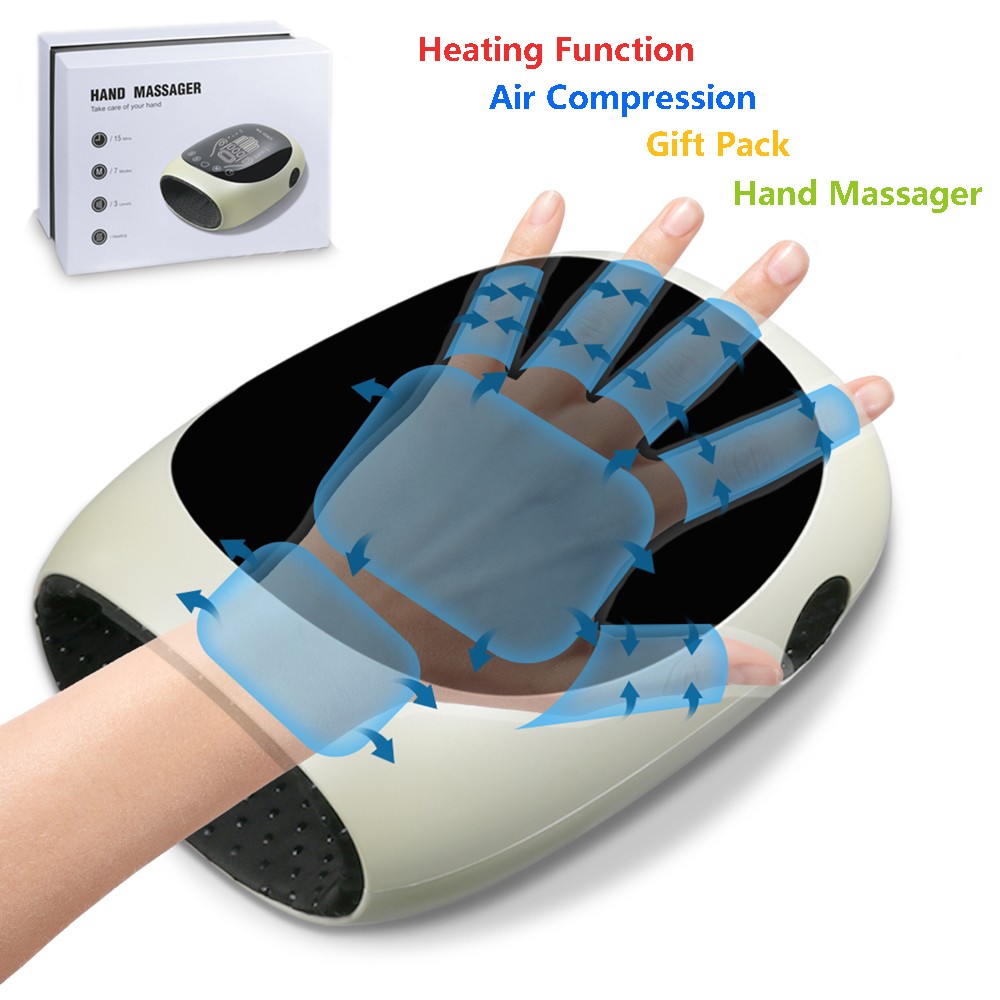 Hand Massager with Heat and Compression Finger Wrist and Palm Massager 7 Modes