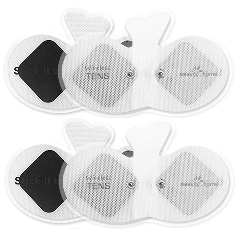 Easy@Home Tens Unit Wireless Electrode Pads Self Stick Carbon Pads, 4 Pack 6.5″