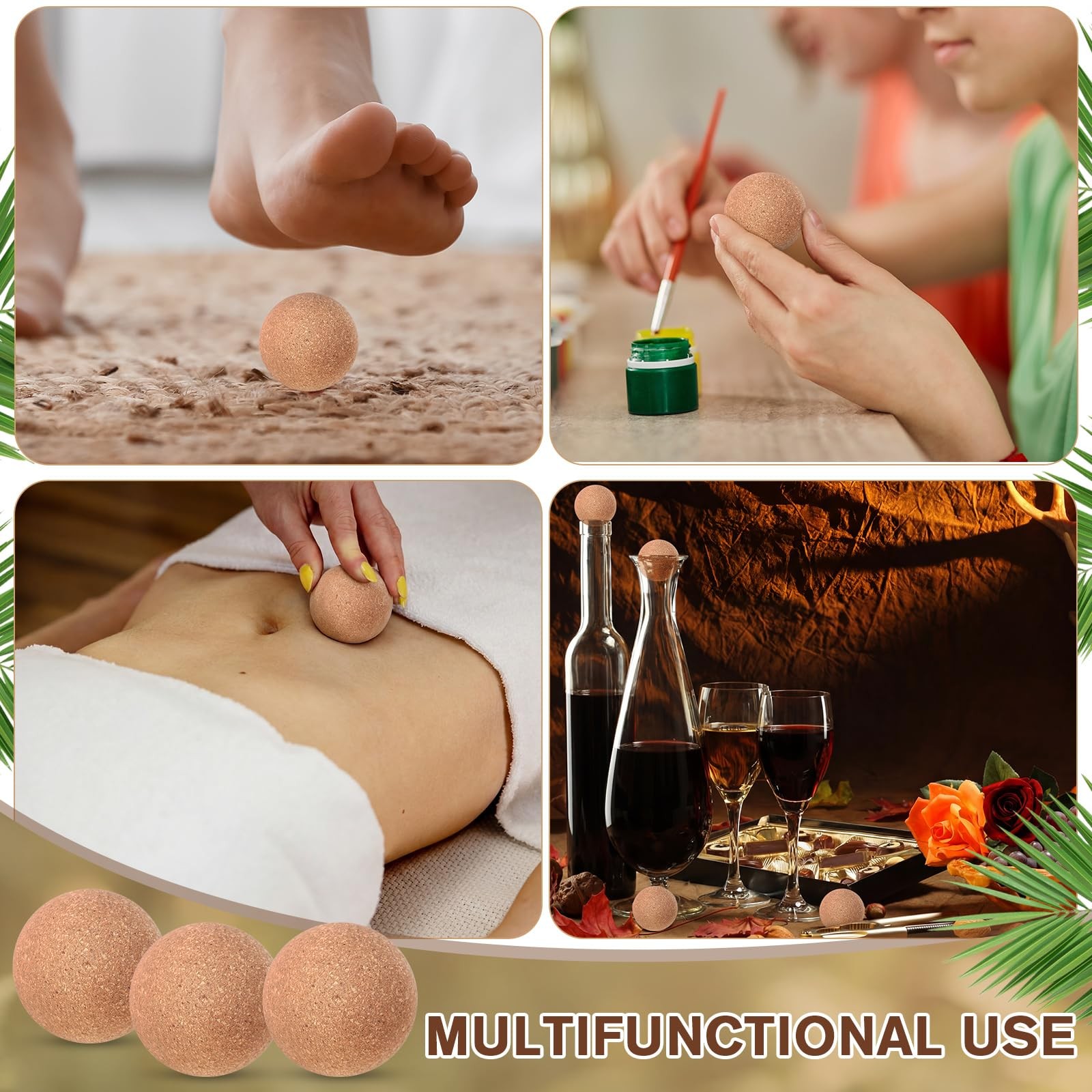 Novabright 100 Pack Cork Massage Ball 1.4 Inch Mini Myofascial Release Pressu…