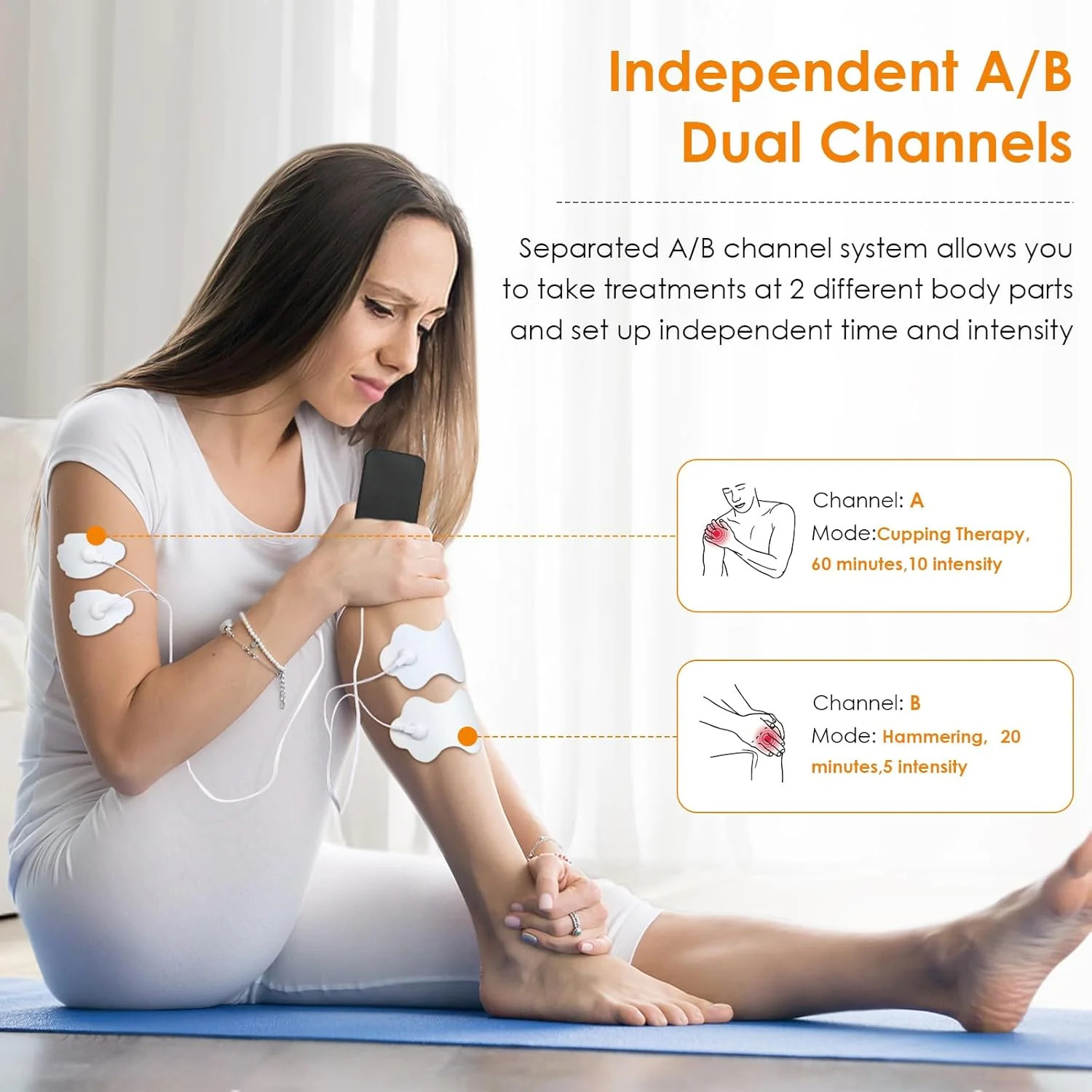 TENS Unit Muscle Stimulator 36 Modes, Rechargeable Dual Channel TENS Machine for