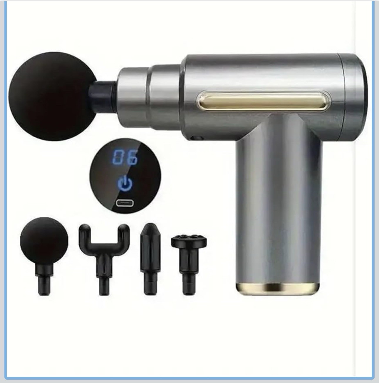 Portable Percussive Massage Gun 4 Heads Cordless USB Rechargeable