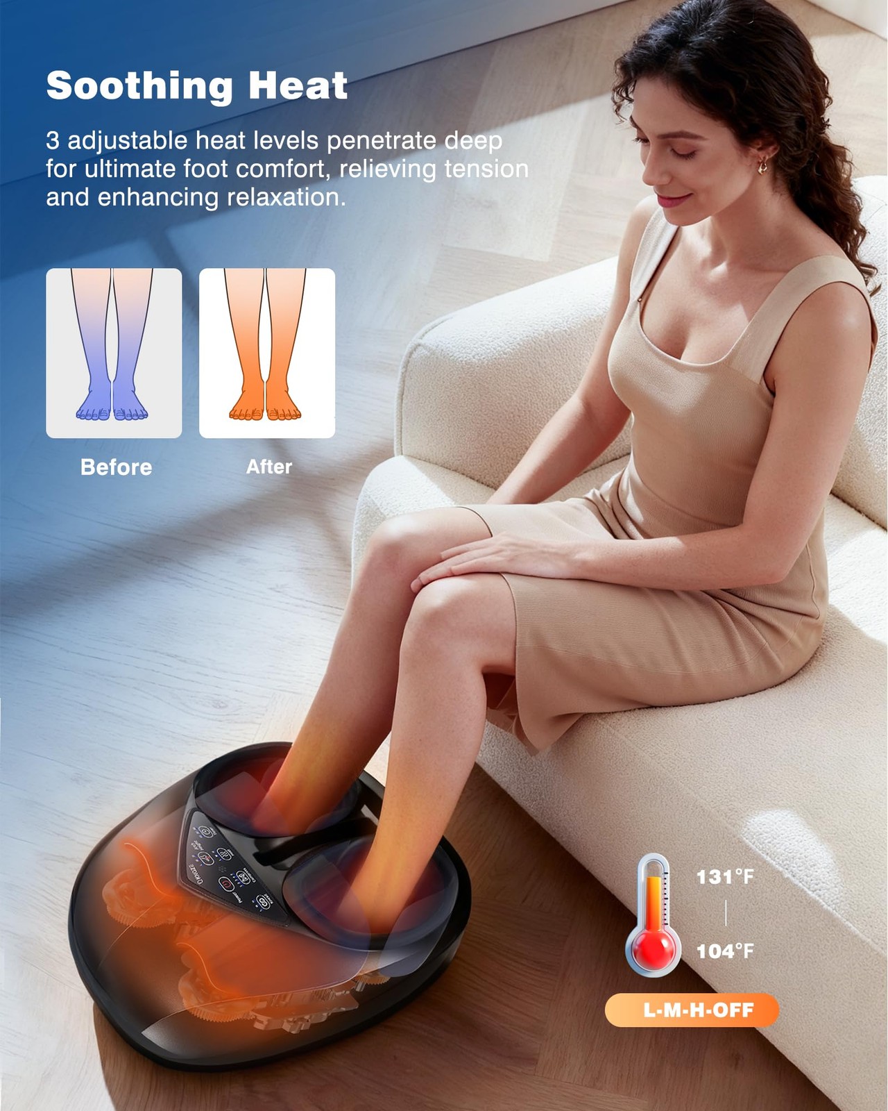 KNQZE Shiatsu Foot Massager with Heat & Remote, Up to Men Size 14, Black