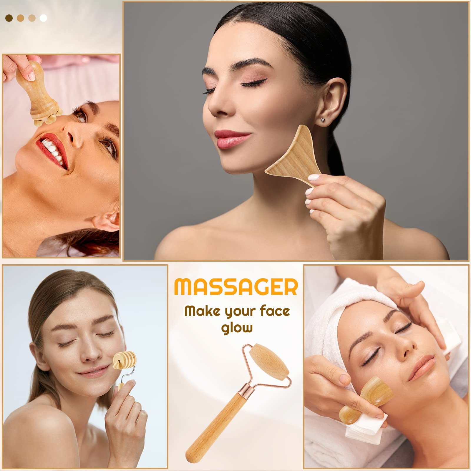 16-in-1 Wood Therapy Massage Tools Set Maderoterapia As Shown in the Pictures