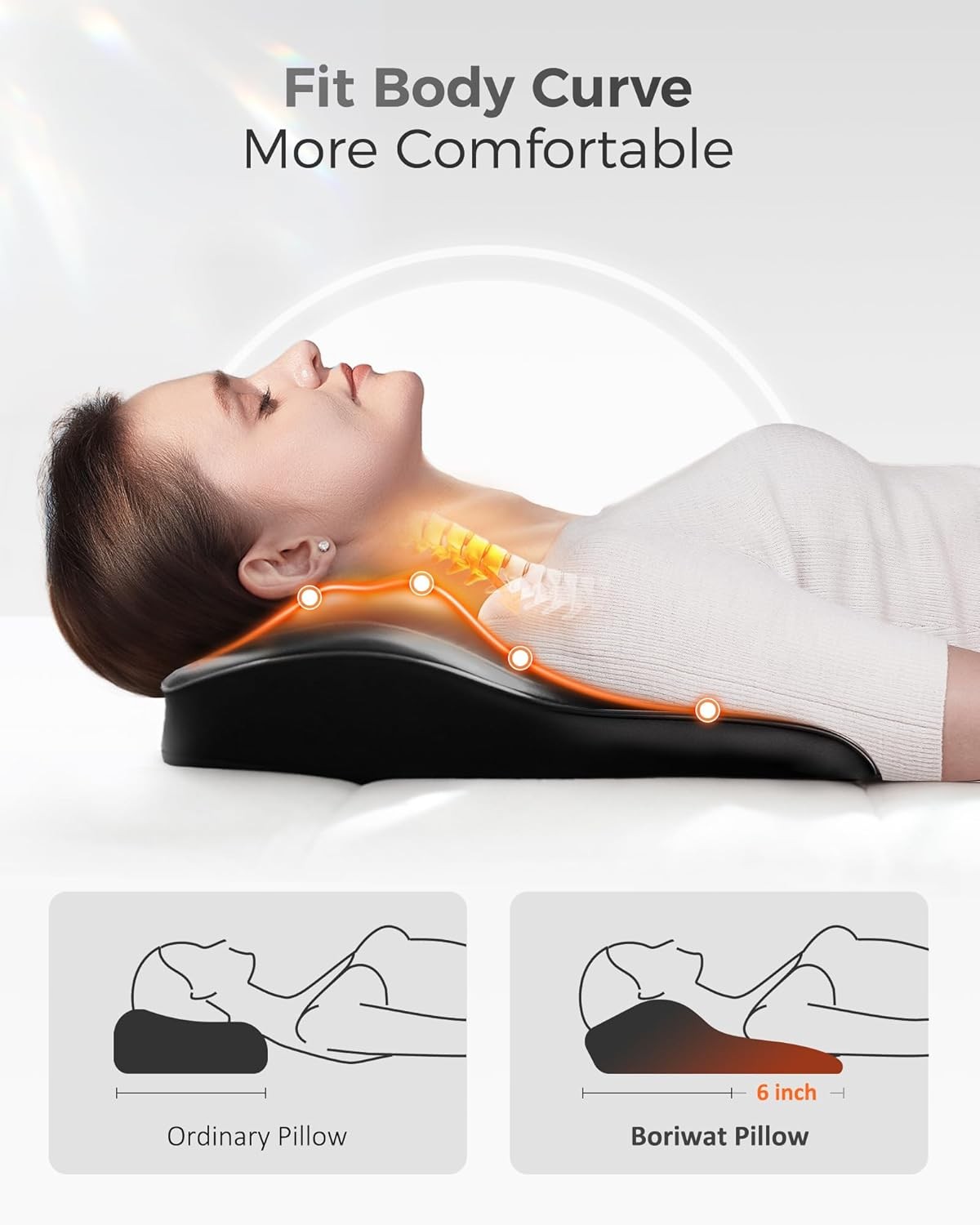 Boriwat Back Massager with Heat, 3D Kneading Massage Pillow for Back, Neck, Shou