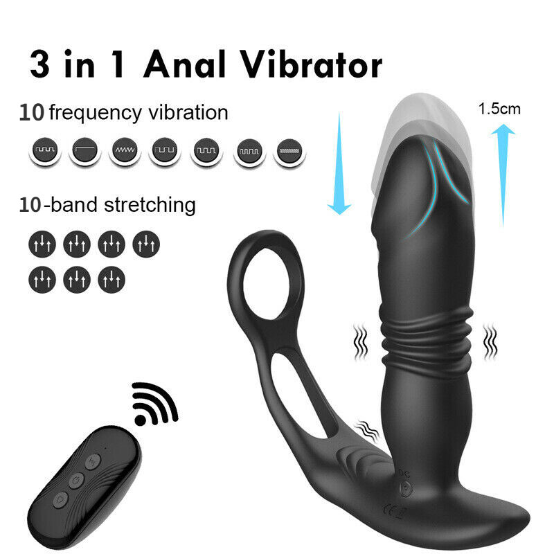 Waterproof Powerful Thrusting Prostate Massager Dual Motor Telescopic Vibrators