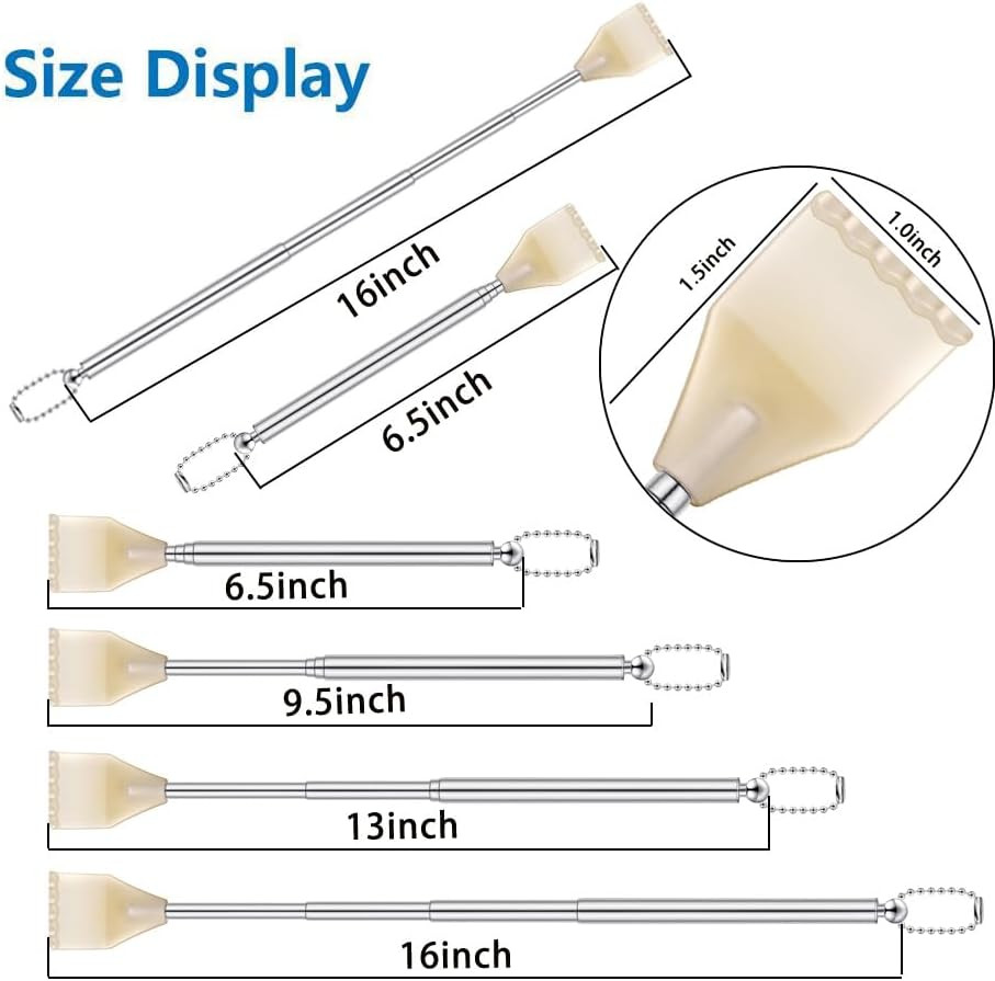 10 Pack Stainless Steel Telescopic Back Scratchers – Extendable 16.5 to 42cm, Bu