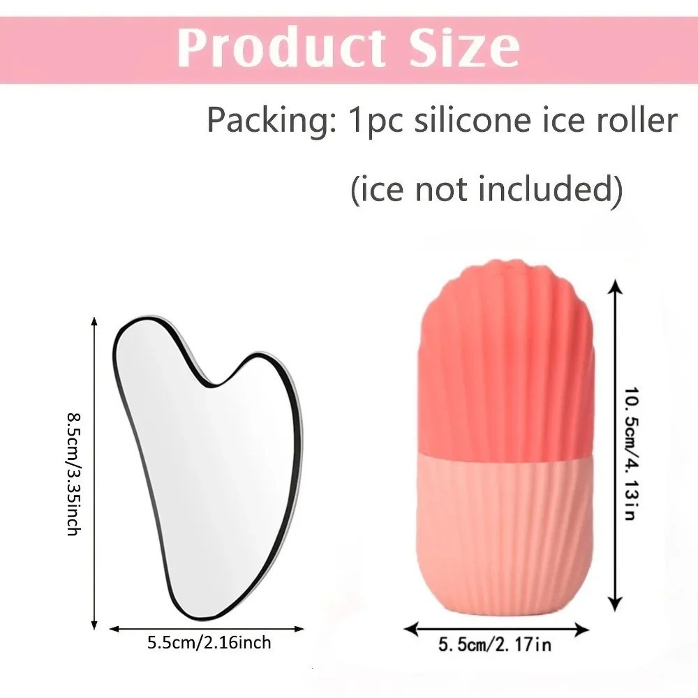 1/3Pcs Ice Face Roller Gua Sha Stainless Steel Facial Massage Skin Care Tool Set