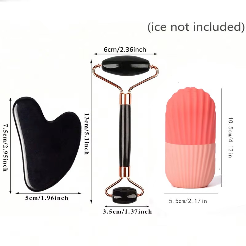 1/2/3Pcs Ice Face Roller & Gua Sha Skincare Set for Facial Massaging & Contourin