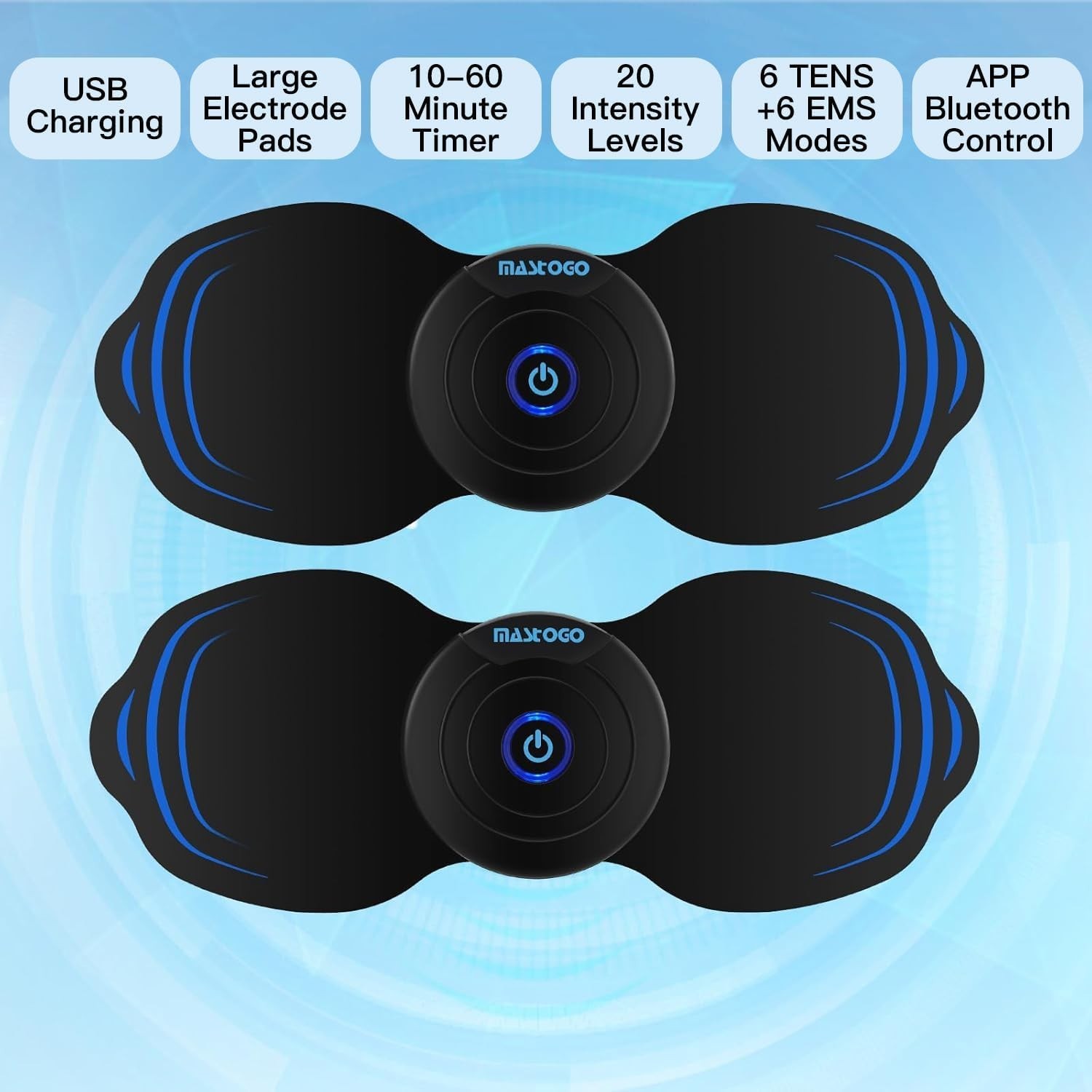 MASTOGO Wireless Tens Unit Muscle Stimulator – Two Sets of Tens Unit Massager…