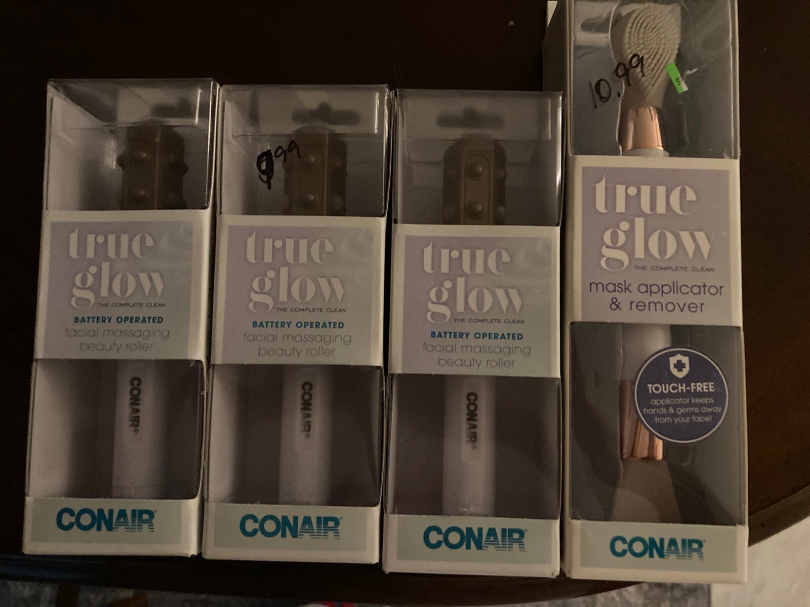 New Lot of 4 You get 3 CONAIR True Glow Facial Beauty Roller & 1 mask remover