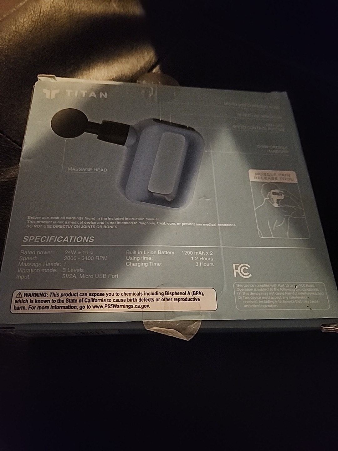 Titan reflex portable massage gun blue wireless rechargeable micro USB