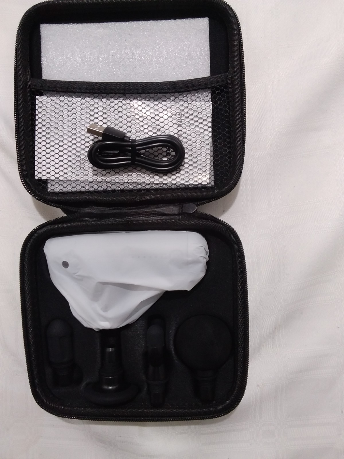 ECHO Handheld Mini Massage Gun 4 with Heads & Carry Case in Gray trim in Black