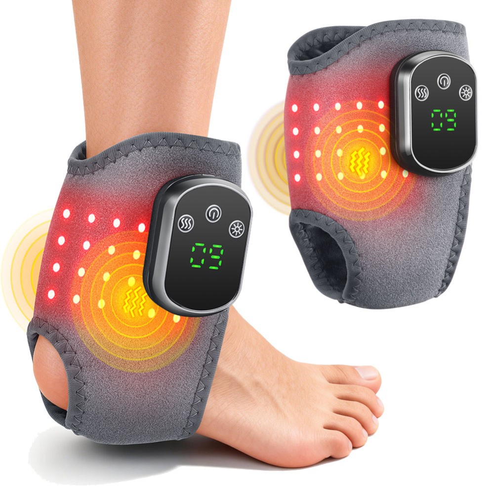 Cordless Ankle Pain Relief Massager 40 LED Red Light 5 Heat 3 Vibration Modes