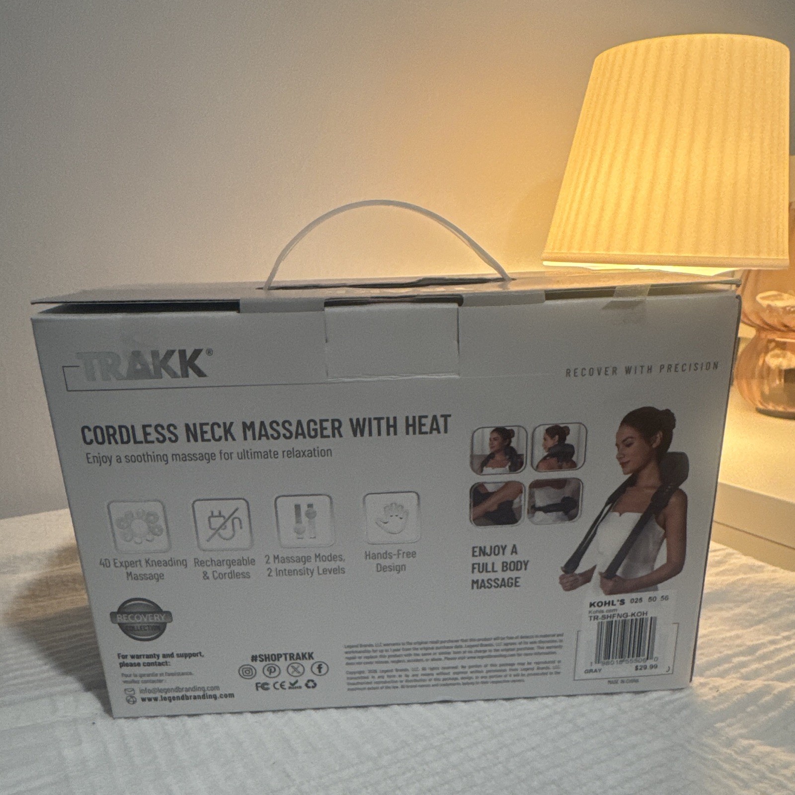 NEW! TRAKK Cordless Heated Neck Massager, Rechargeable Hands-Free