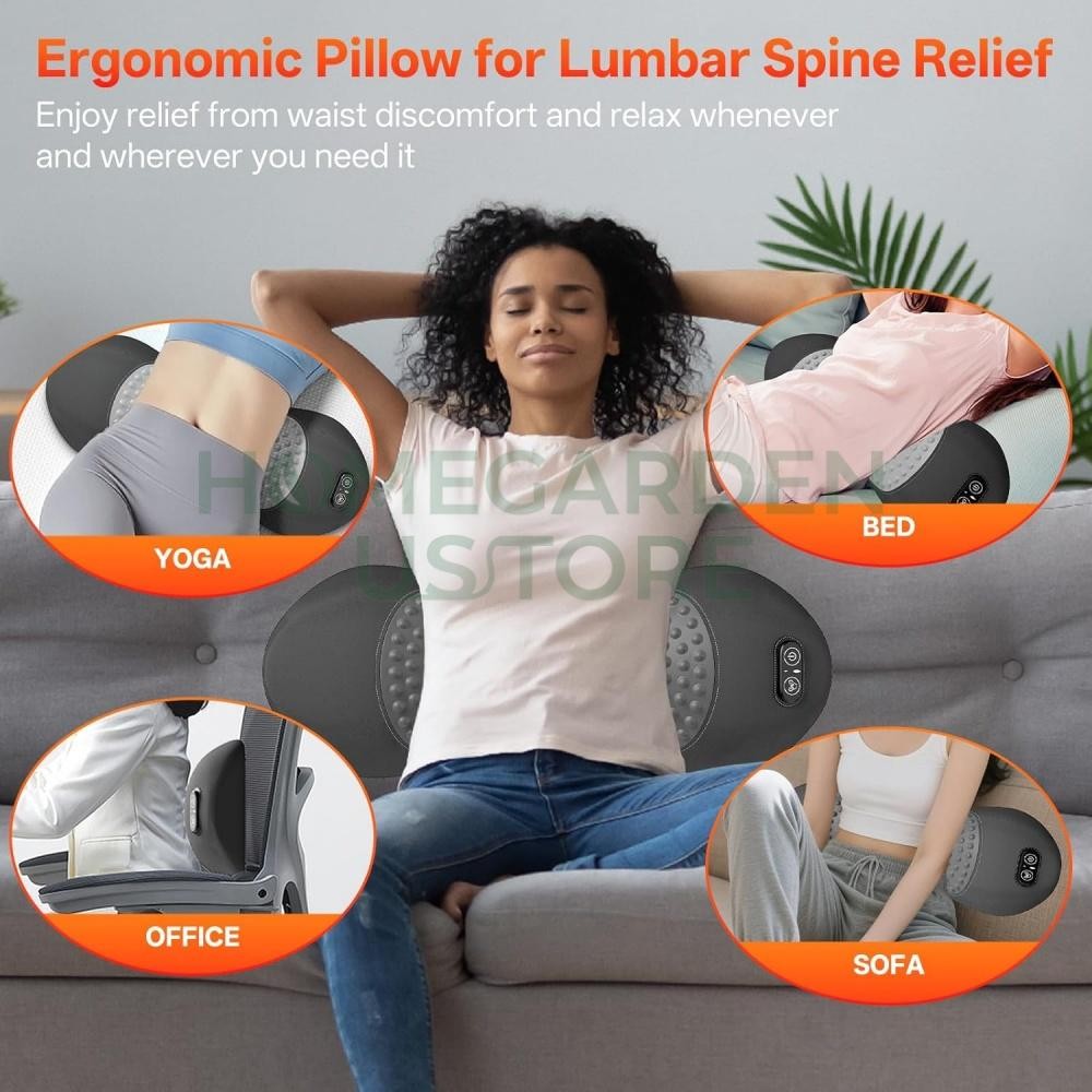 3 in 1 Back Massager, Electric Lumbar Support Pillow Heat Vibration Massage 2026
