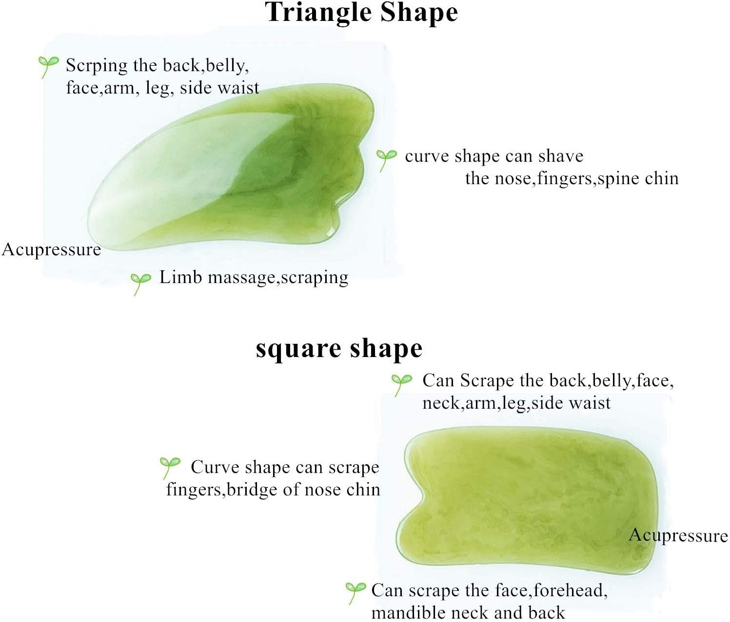 7 Pieces Gua Sha Scraping Massage Tool,Natural Resin GuaSha Tool Green