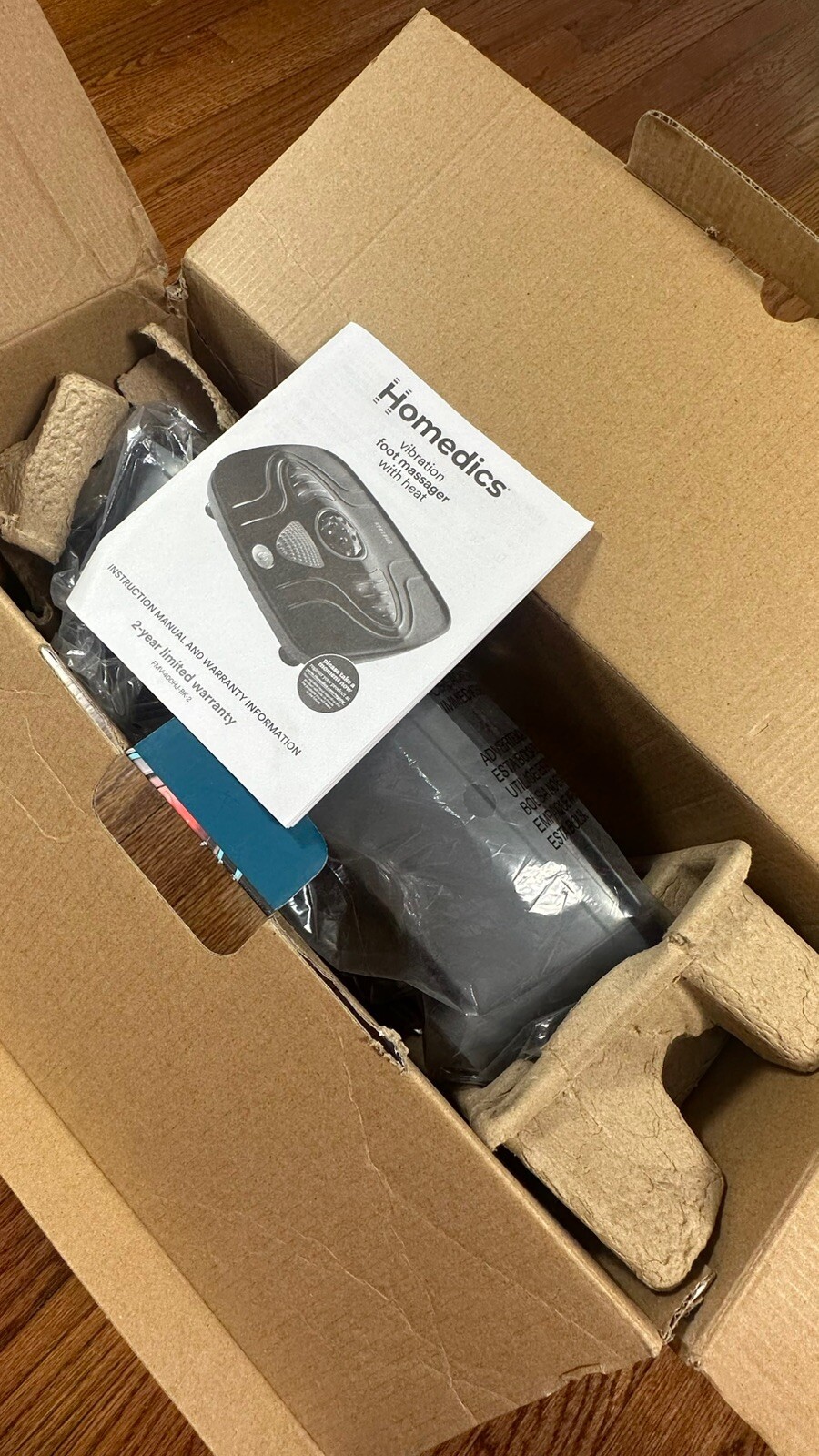 Homedics Vibration Foot Massager Soothing Heat Black New Rolling Pain Relief