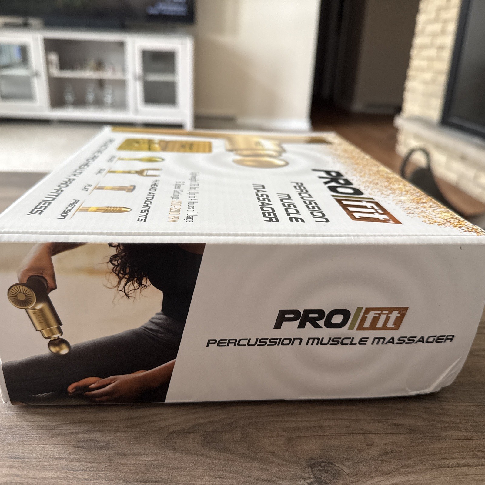 ProFit Percussion Massage Gun Gold Handheld Multispeed 4 Heads Case