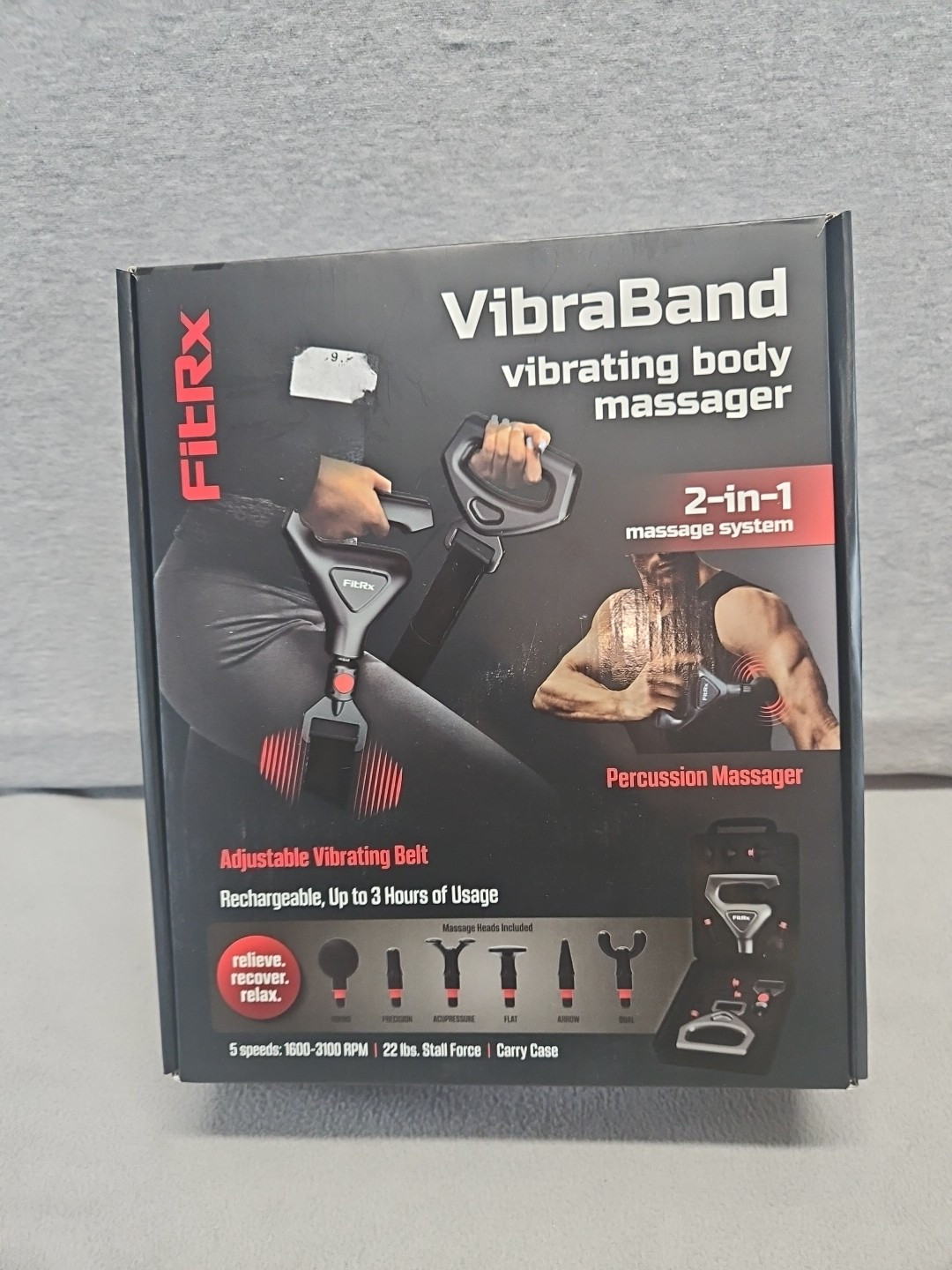 FitRx VibraBand Vibrating Body Massager 2-in-1 Massage System with Carry Case C3