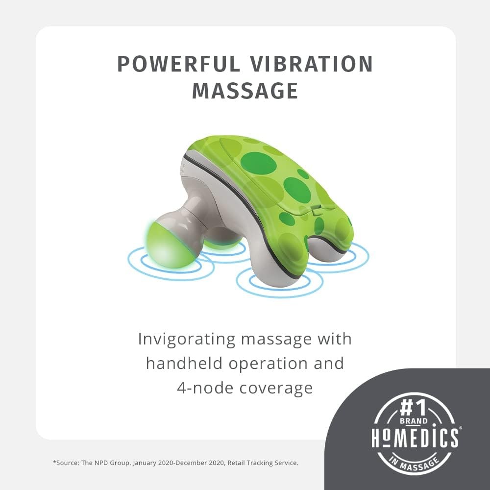 HoMedics Ribbit Mini Handheld Massager, Vibrating Electric Massager with Comfort