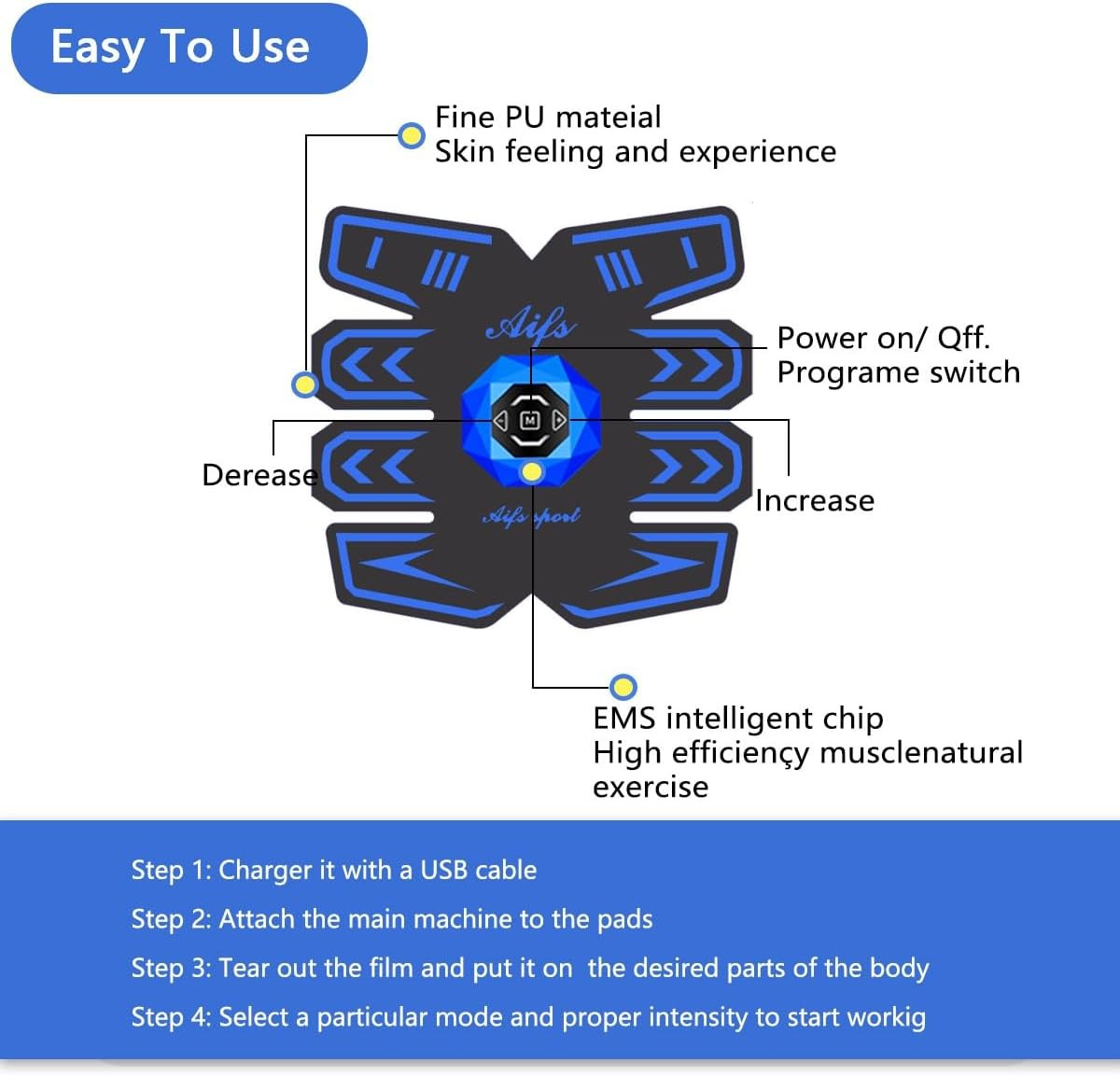 Rechargeable Abs Stimulator for Men and Women – Portable Fitness Equipment