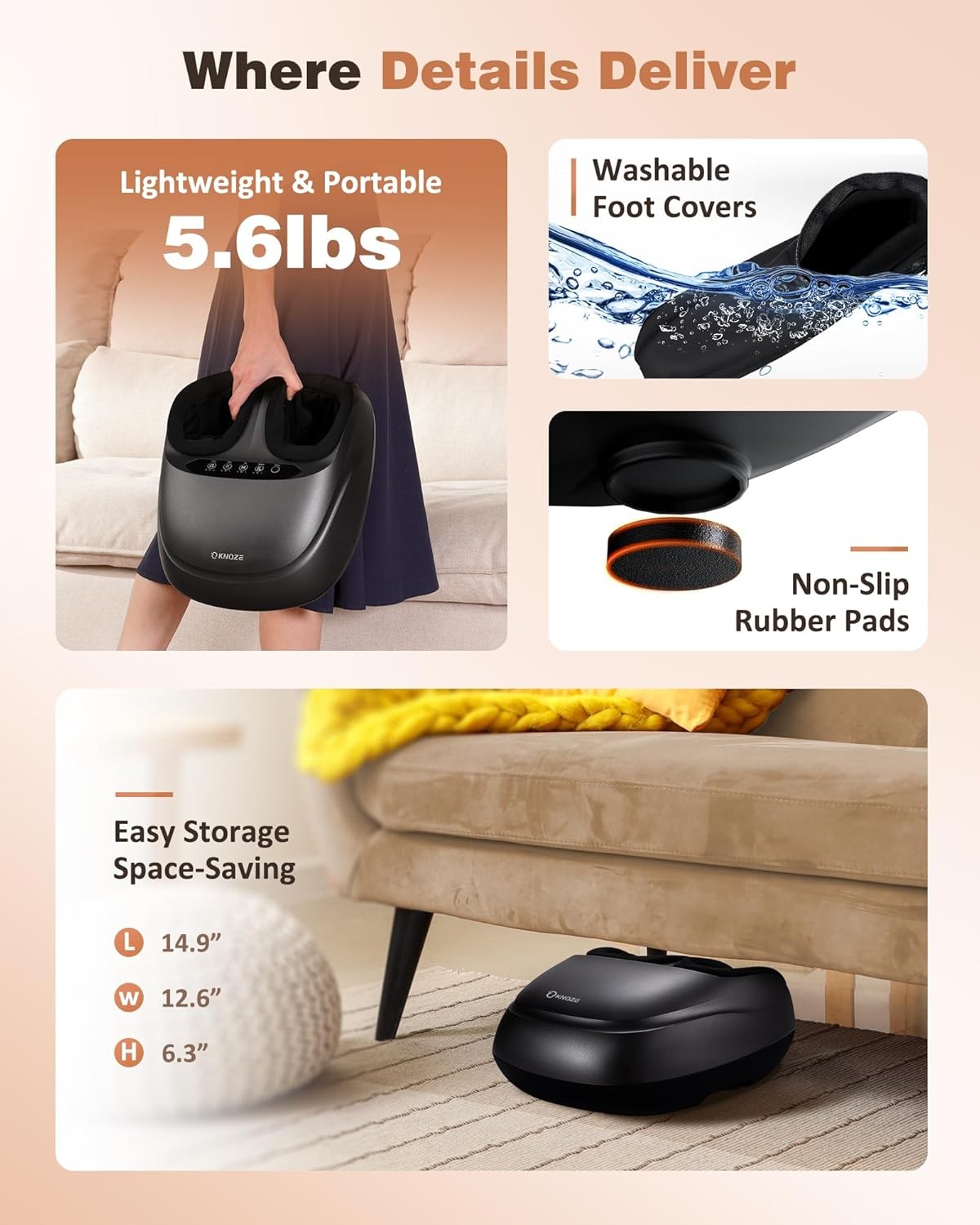 Foot massager with heating function, acupressure deep kneading foot massager.