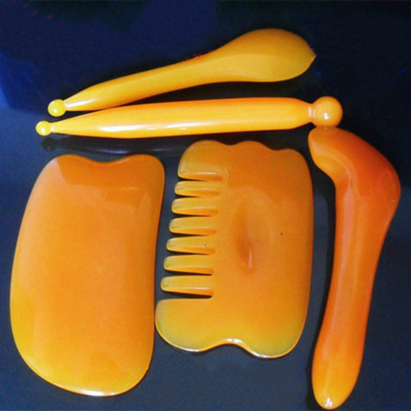 5x China Gua Sha Board Scrapping Plate Acupuncture Massage Facial Body Tool Sets